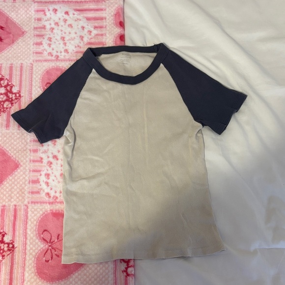 Brandy Melville Tops - Brandy Melville Navy and Beige Raglan Tee